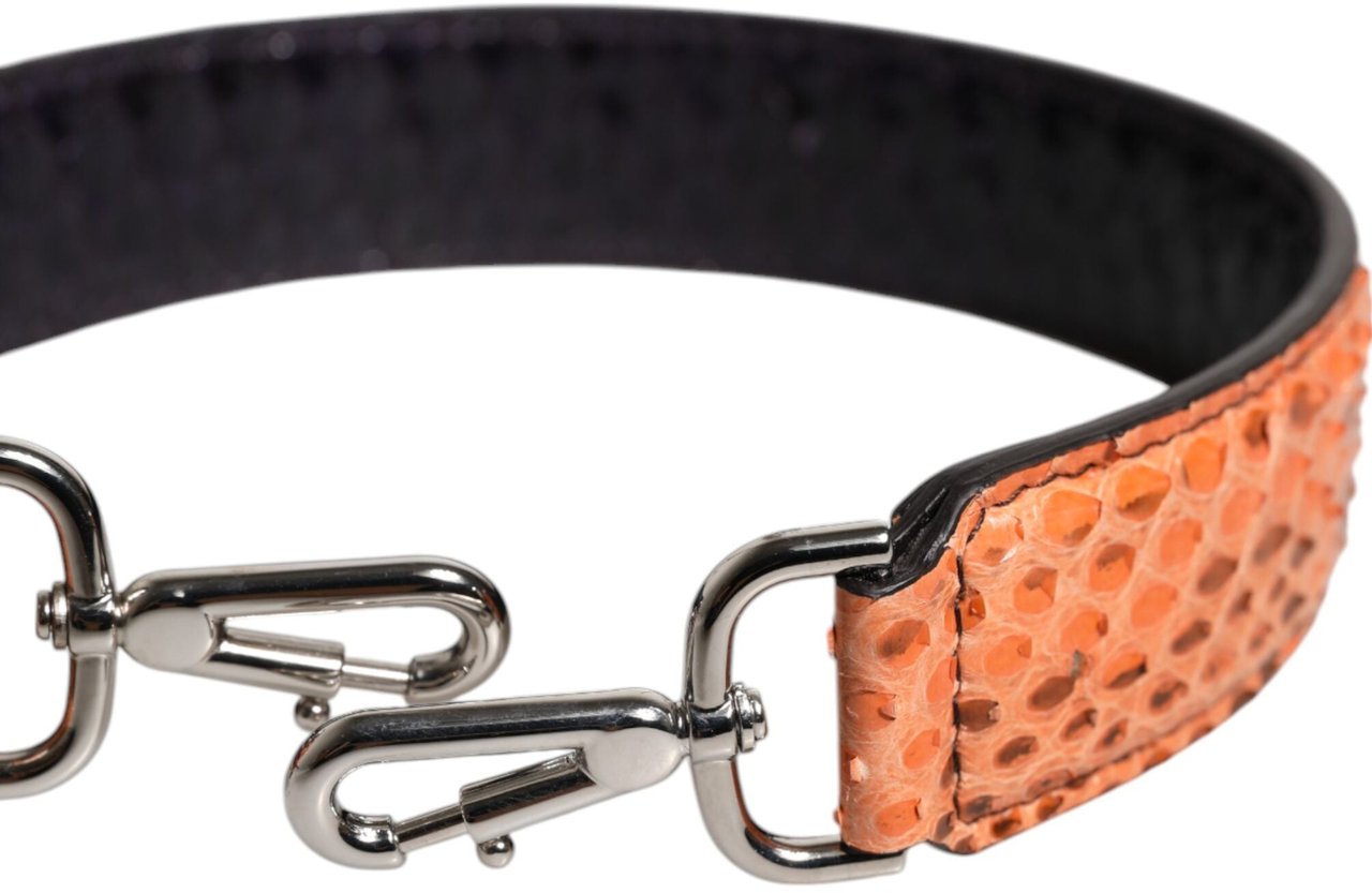 Dolce & Gabbana Black Beige Exotic Leather Bag Shoulder Strap Beige