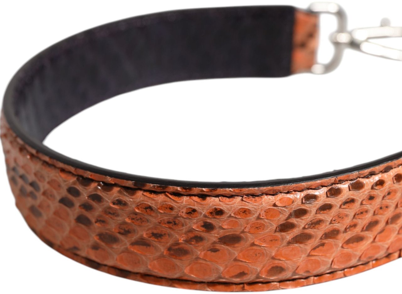 Dolce & Gabbana Black Beige Exotic Leather Bag Shoulder Strap Beige