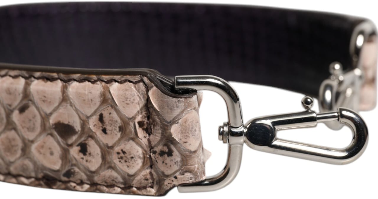 Dolce & Gabbana Black Cream Exotic Leather Bag Shoulder Strap Beige