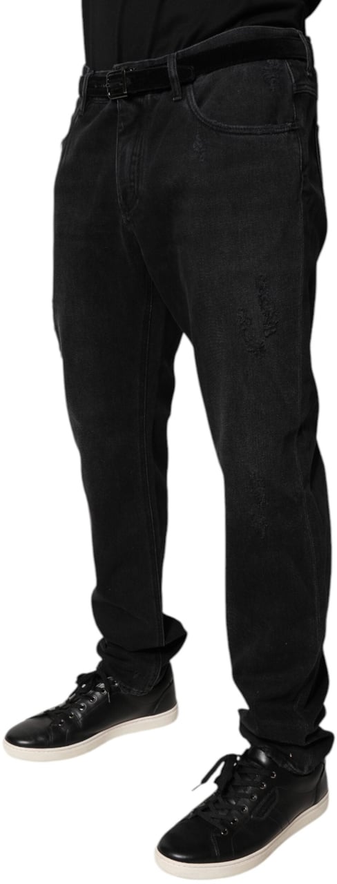 Dolce & Gabbana Black Cotton Skinny Men Denim Jeans Zwart