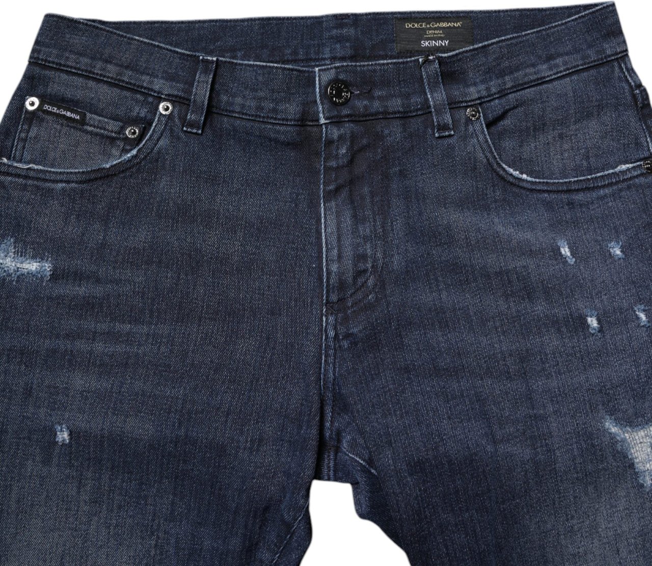 Dolce & Gabbana Blue Cotton Stretch Skinny Men Denim Jeans Blauw