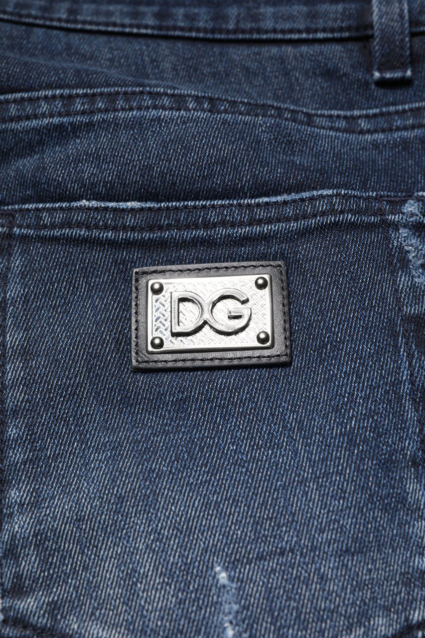 Dolce & Gabbana Blue Cotton Stretch Skinny Men Denim Jeans Blauw