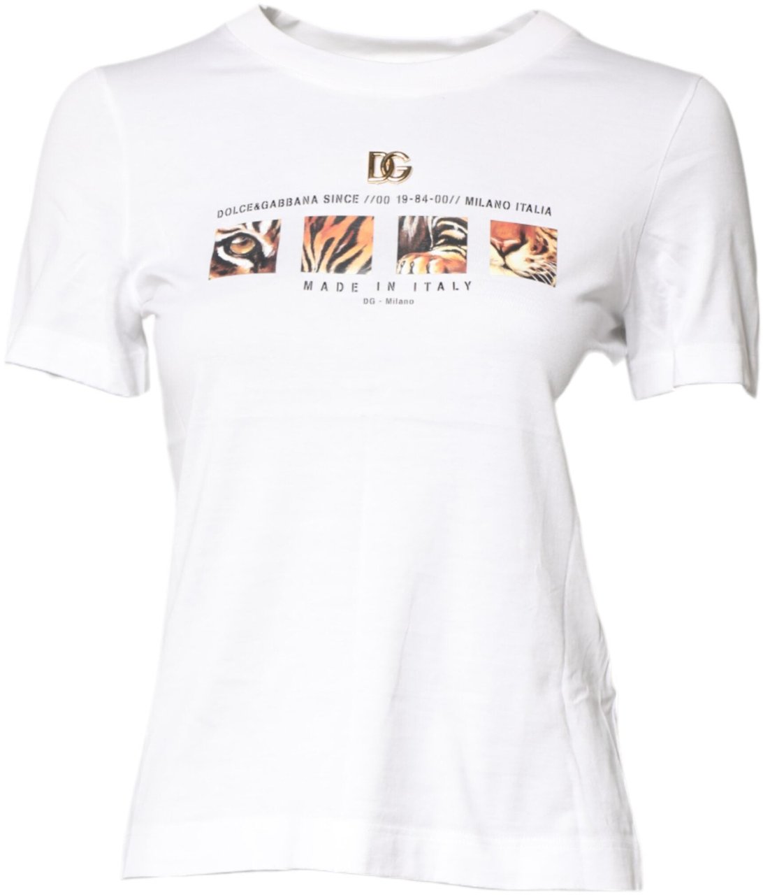 Dolce & Gabbana White Cotton Graphic Print Crew Neck T-shirt Wit