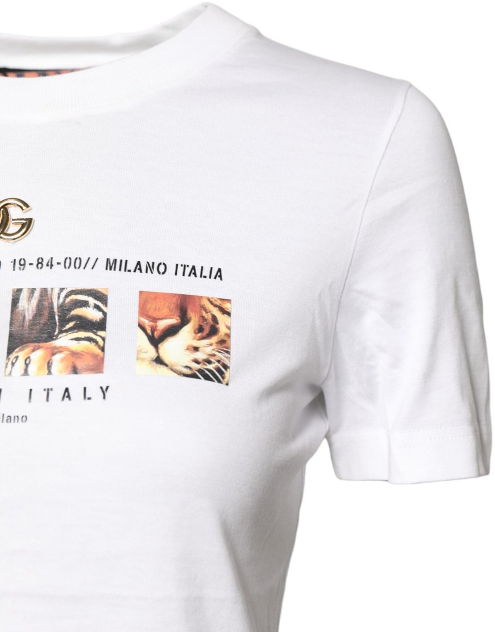 Dolce & Gabbana White Cotton Graphic Print Crew Neck T-shirt Wit