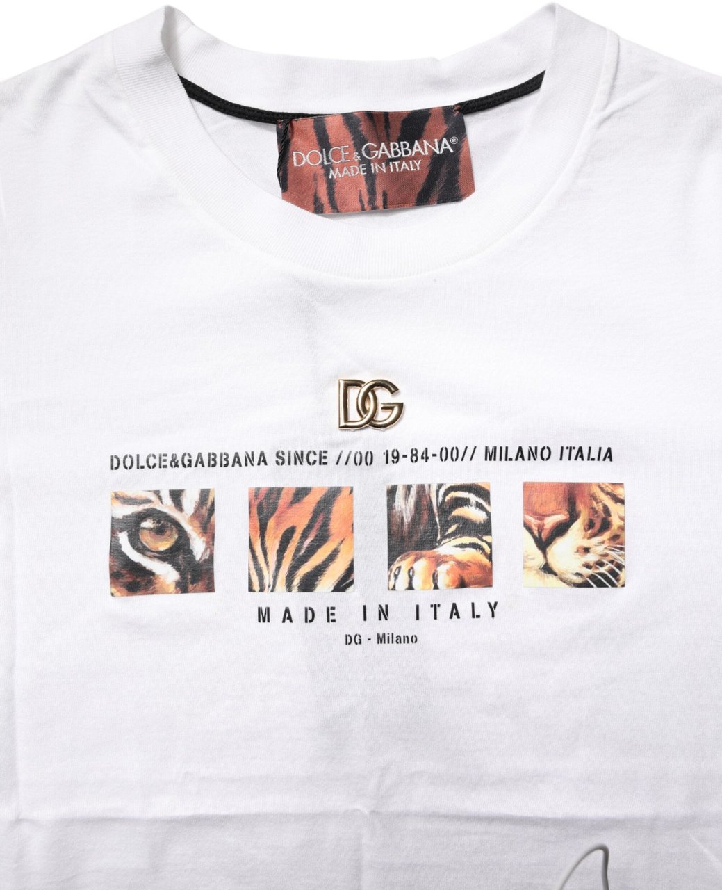 Dolce & Gabbana White Cotton Graphic Print Crew Neck T-shirt Wit