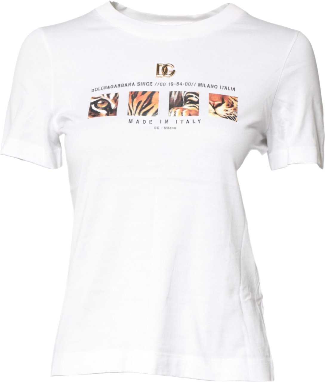 Dolce & Gabbana White Cotton Graphic Print Crew Neck T-shirt Wit