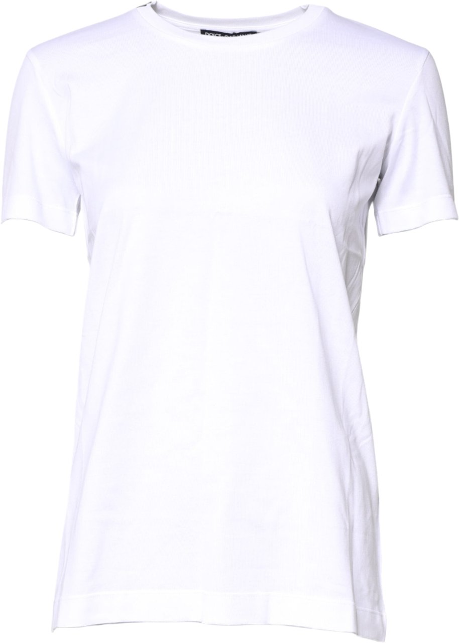 Dolce & Gabbana White Cotton Crew Neck Short Sleeves T-shirt Wit