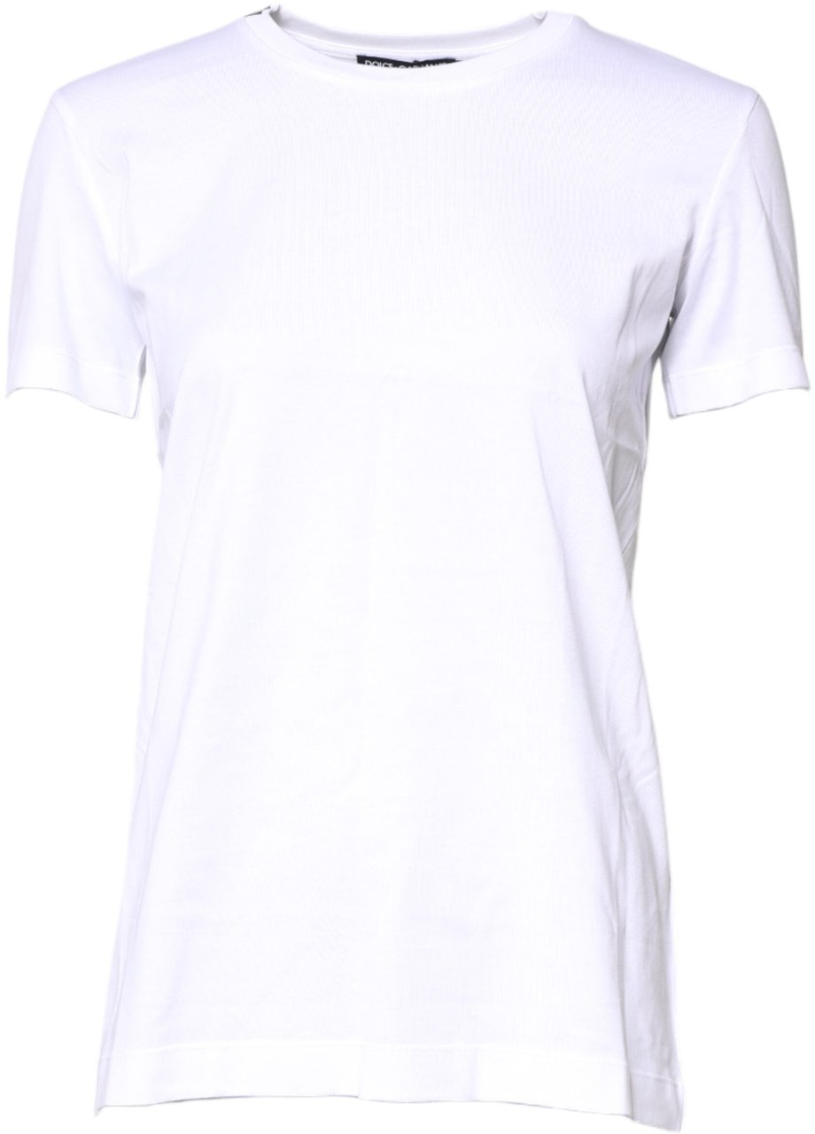 Dolce & Gabbana White Cotton Crew Neck Short Sleeves T-shirt Wit