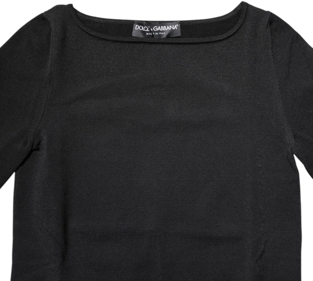 Dolce & Gabbana Black Viscose Long Sleeves Pullover Top Zwart