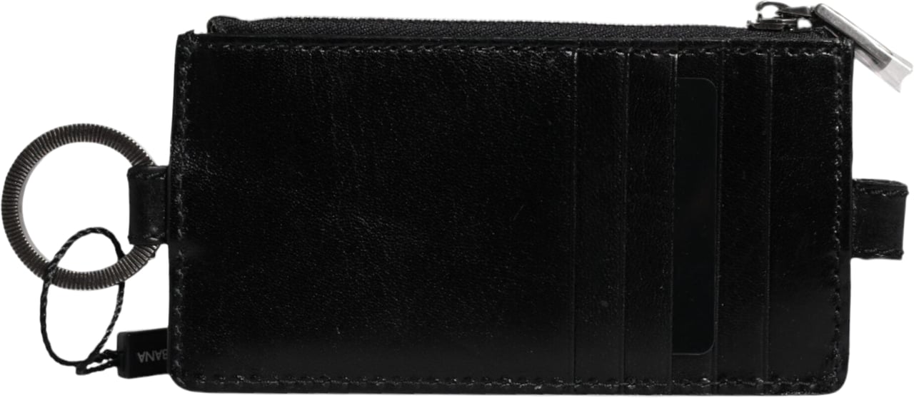 Dolce & Gabbana Black Horse Leather Lanyard Logo Card Holder Wallet Zwart