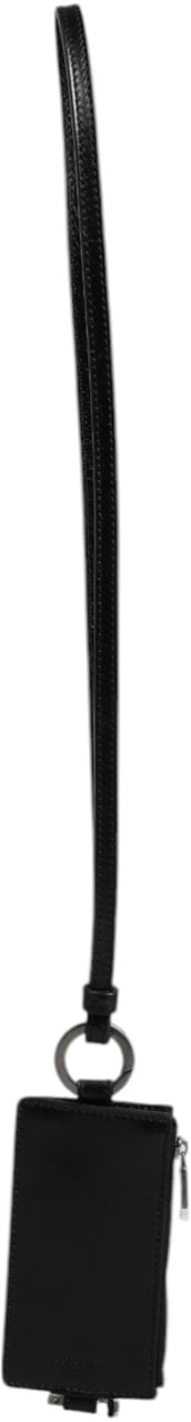 Dolce & Gabbana Black Horse Leather Lanyard Logo Card Holder Wallet Zwart
