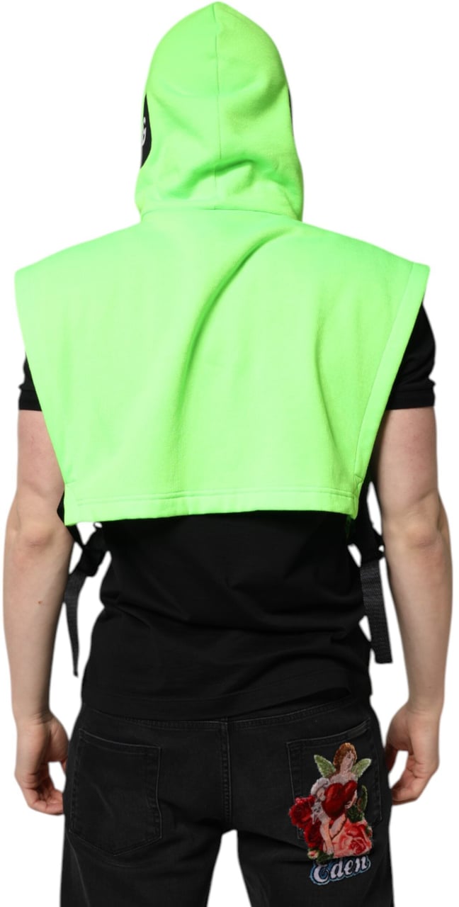 Dolce & Gabbana Green Polyester Hooded Sportswear Vest Sweater Groen