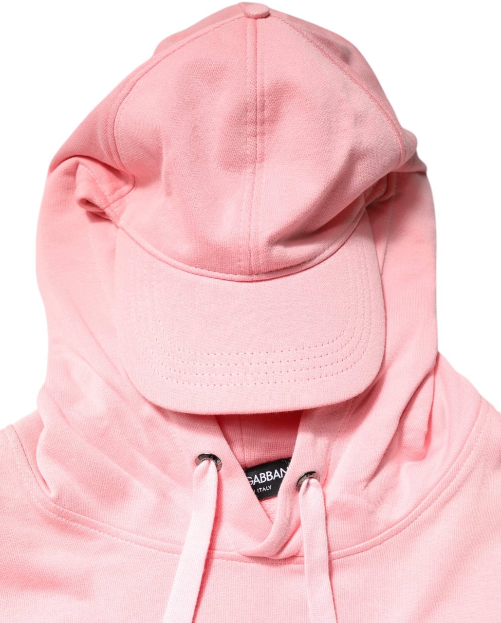 Dolce & Gabbana Pink Cotton Hooded Men Sportswear Vest Sweater Roze