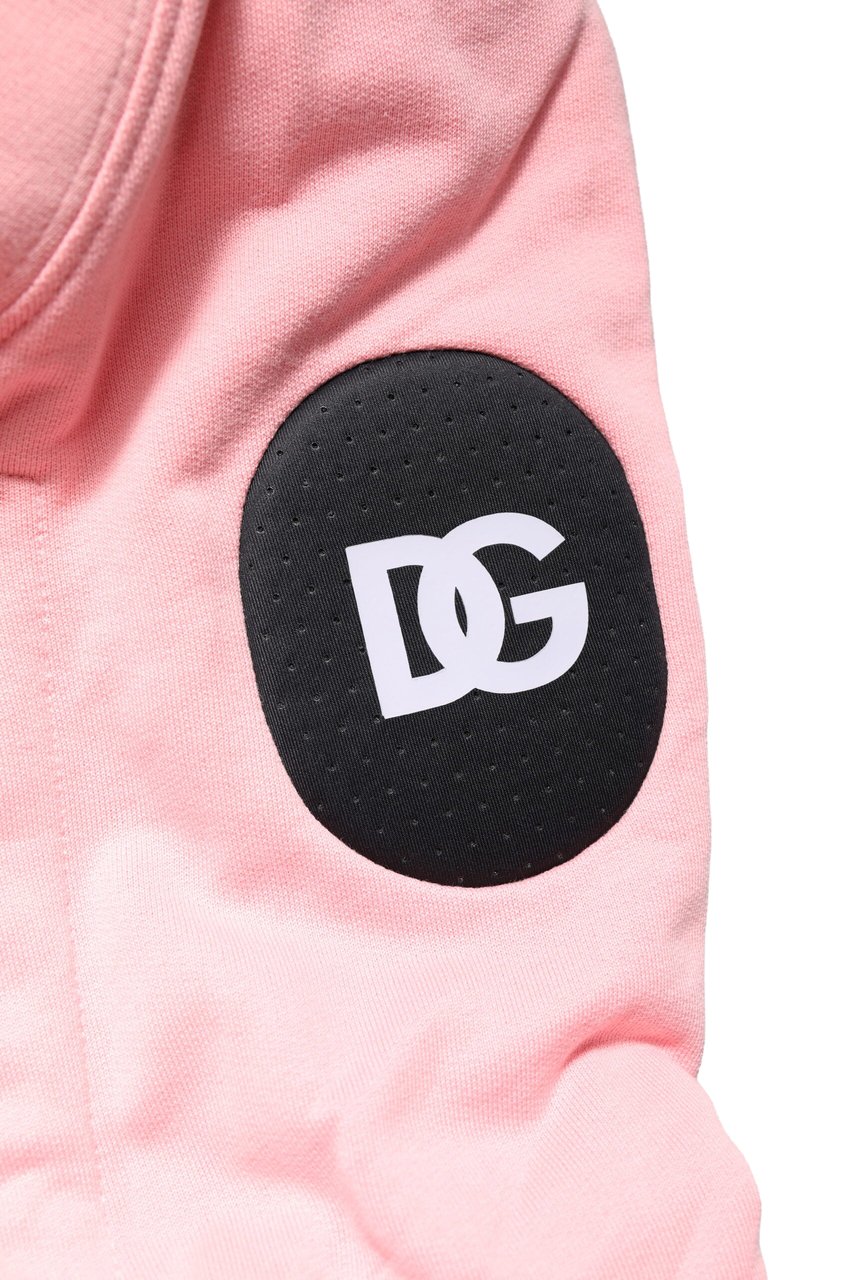 Dolce & Gabbana Pink Cotton Hooded Men Sportswear Vest Sweater Roze