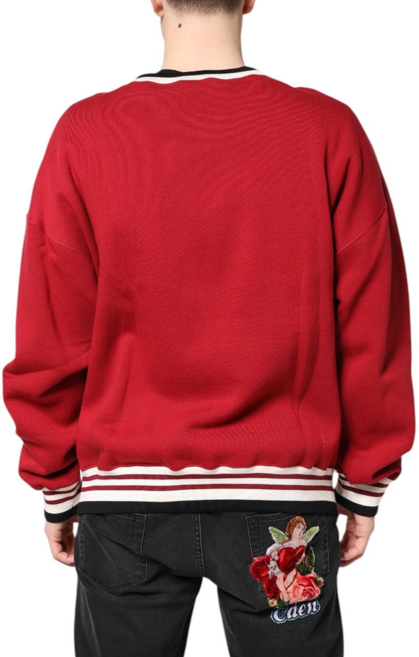 Dolce & Gabbana Red Sequin Knit Pullover Sweatshirt Sweater Divers