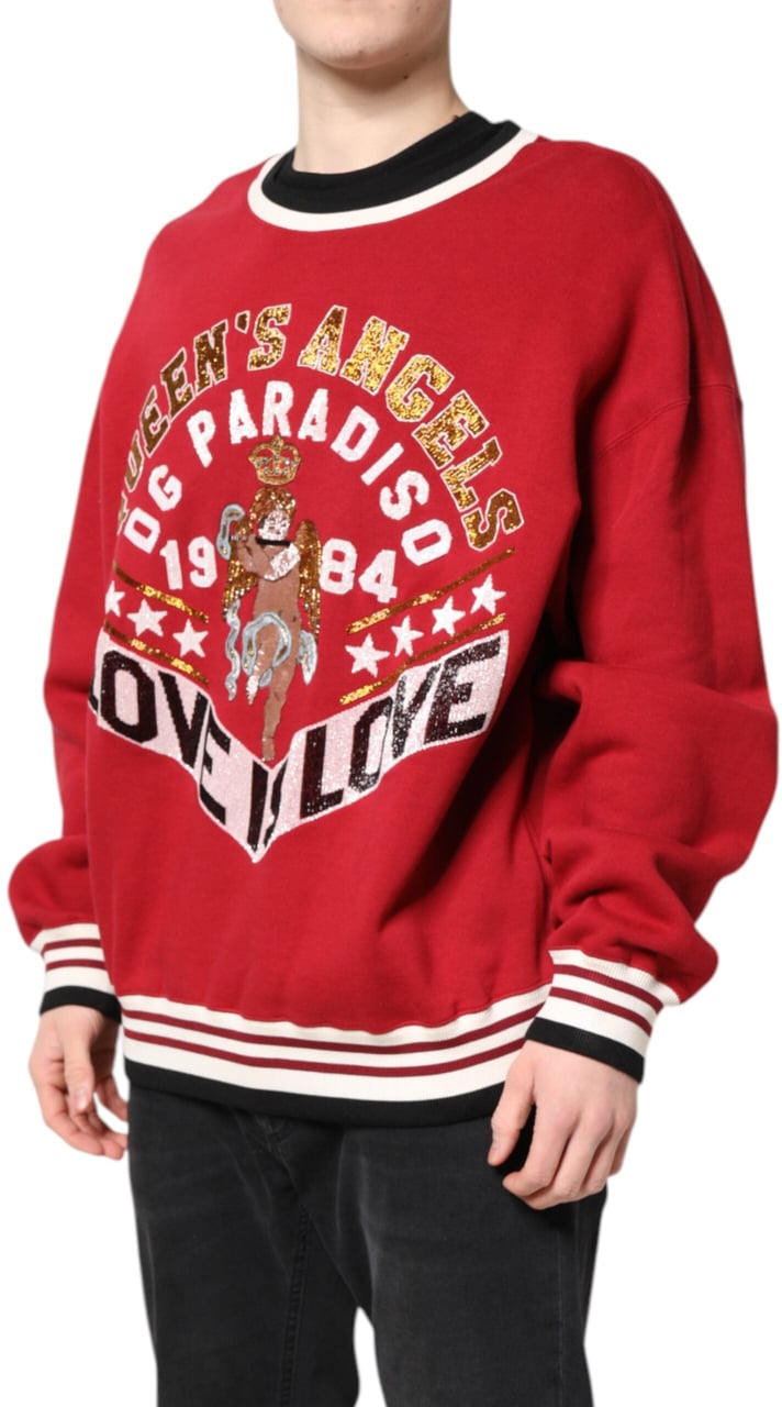 Dolce & Gabbana Red Sequin Knit Pullover Sweatshirt Sweater Divers