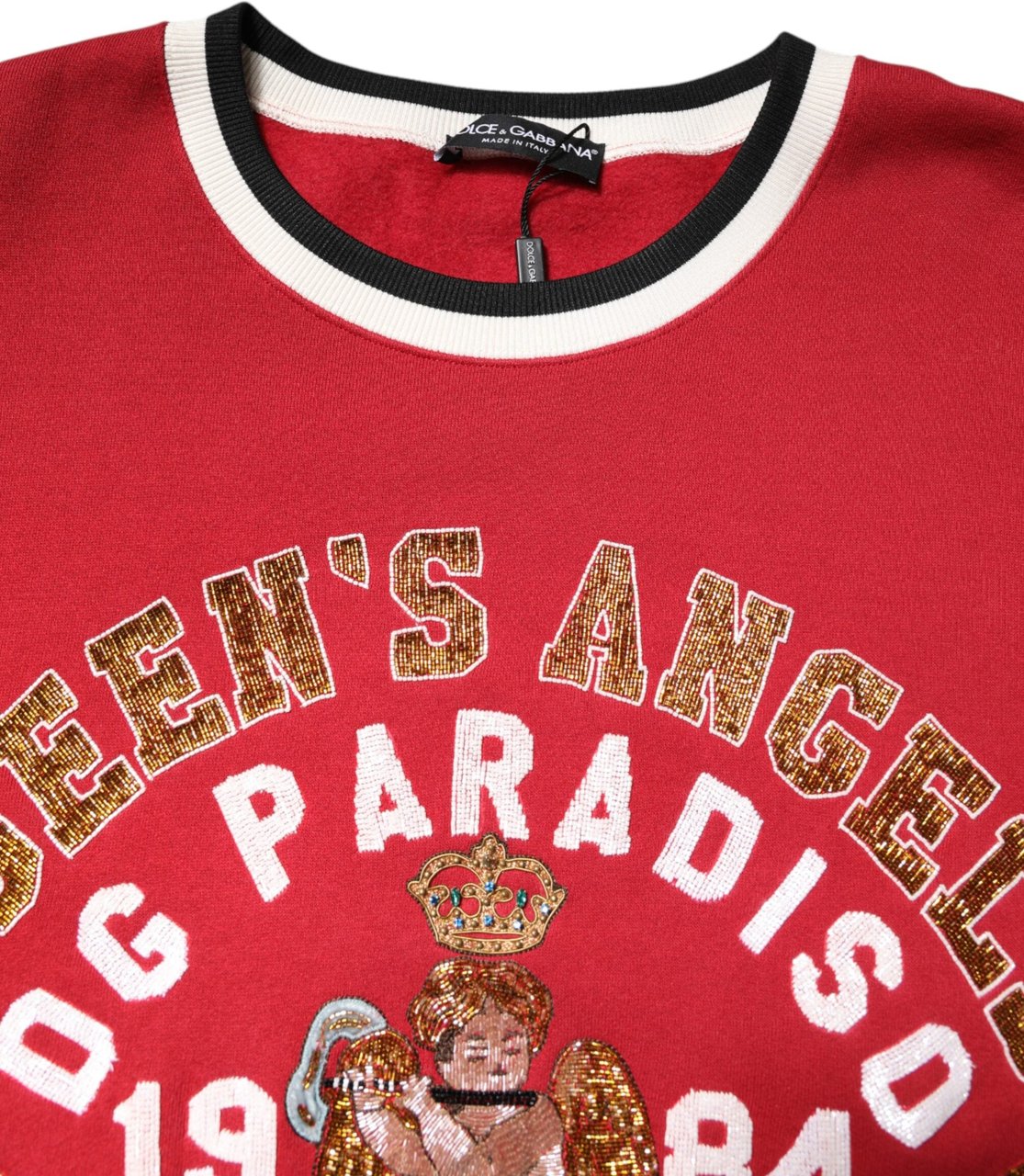 Dolce & Gabbana Red Sequin Knit Pullover Sweatshirt Sweater Divers
