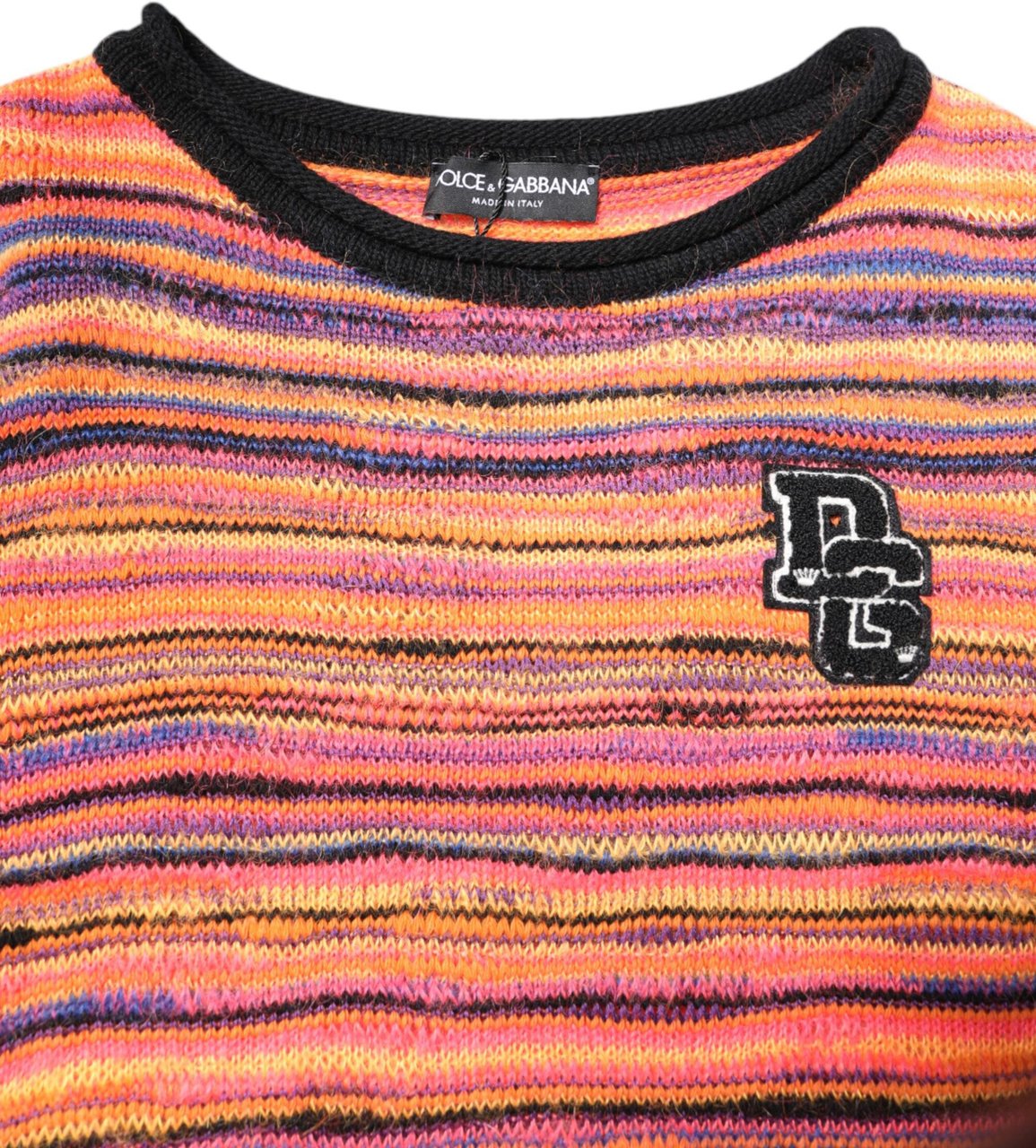 Dolce & Gabbana Multicolor Wool DGLogo Knit Pullover Sweater Divers