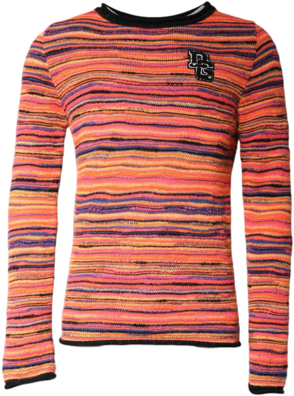 Dolce & Gabbana Multicolor Wool DGLogo Knit Pullover Sweater Divers