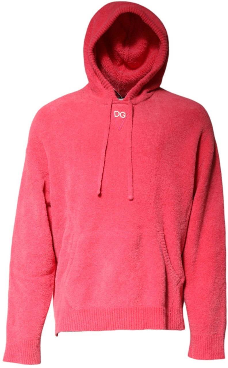 Dolce & Gabbana Red Cotton Knit Hooded Men Pullover Sweater Rood