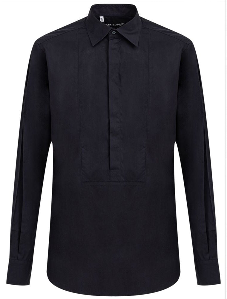 Dolce & Gabbana Navy Blue Cotton Dress Shirt Navy