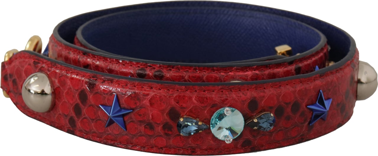 Dolce & Gabbana Red Exotic Leather Crystals Shoulder Strap Rood