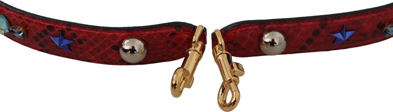 Dolce & Gabbana Red Exotic Leather Crystals Shoulder Strap Rood