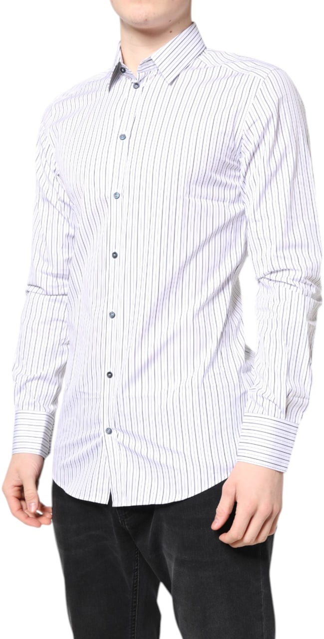Dolce & Gabbana White Stripes GOLD Cotton Formal Shirt Wit