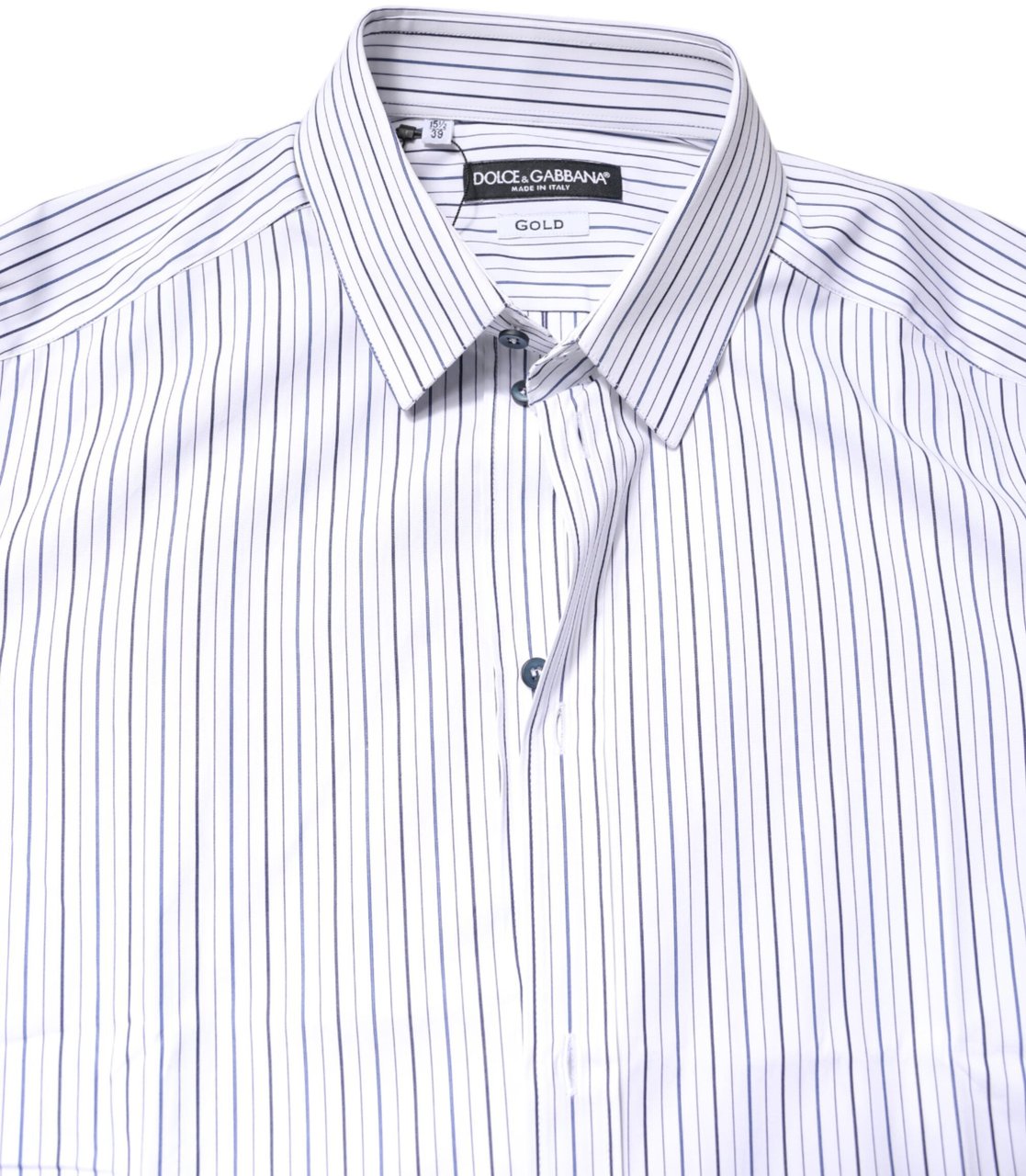 Dolce & Gabbana White Stripes GOLD Cotton Formal Shirt Wit