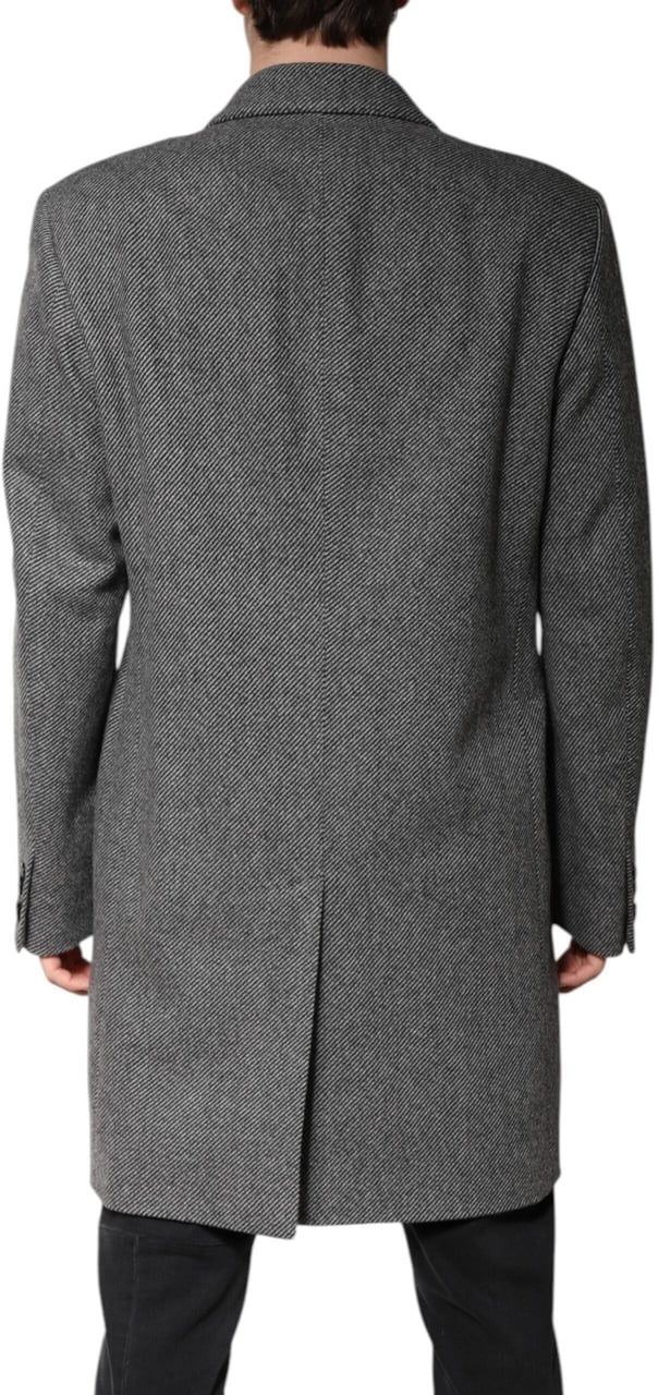 Dolce & Gabbana Gray Wool Single Breasted Trench Coat Jacket Grijs