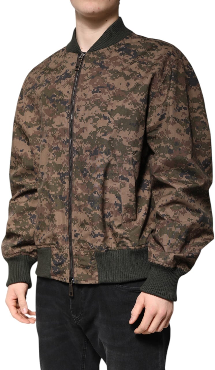 Dolce & Gabbana Brown Camouflage Bomber Full Zip Jacket Bruin