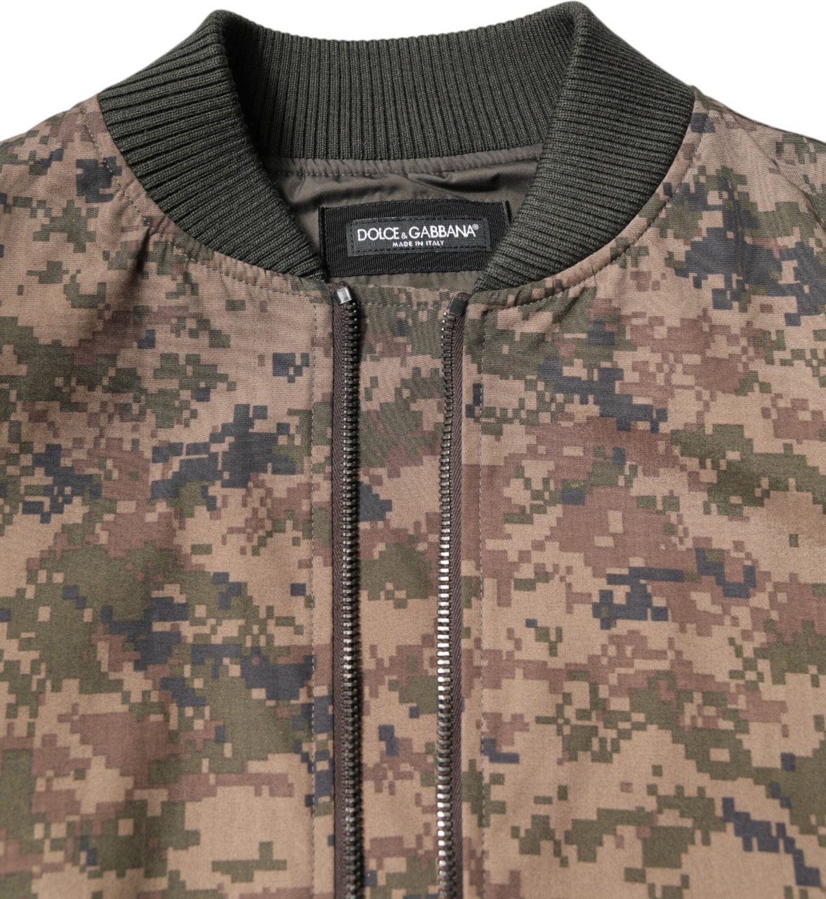Dolce & Gabbana Brown Camouflage Bomber Full Zip Jacket Bruin
