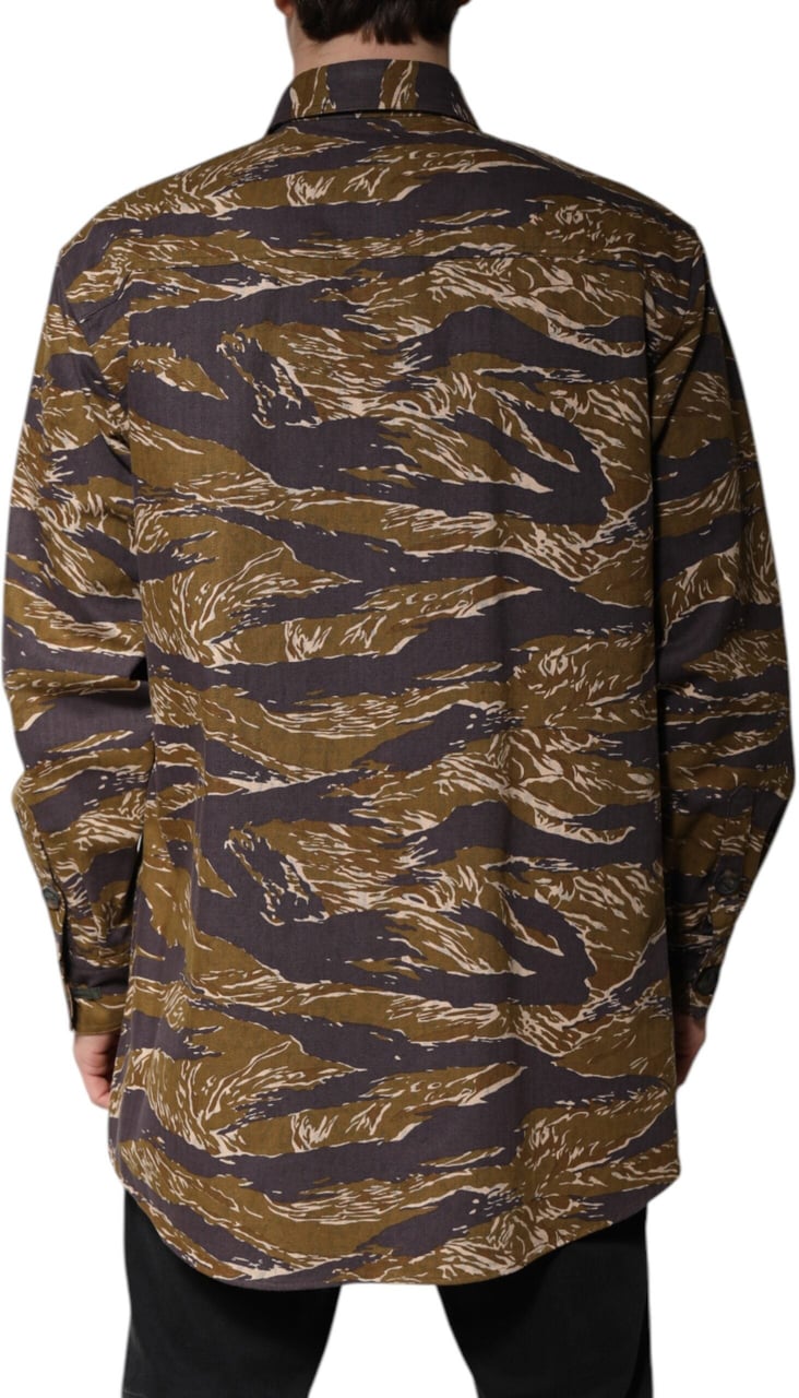 Dolce & Gabbana Brown Leopard Cotton Collared Coat Jacket Bruin