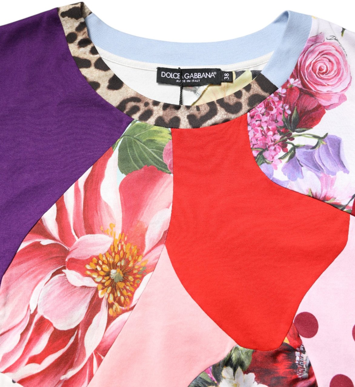 Dolce & Gabbana Multicolor Patchwork Short Sleeve Blouse Top Divers
