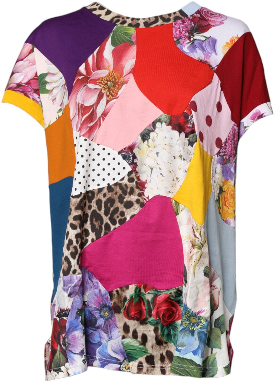 Dolce & Gabbana Multicolor Patchwork Short Sleeve Blouse Top Divers