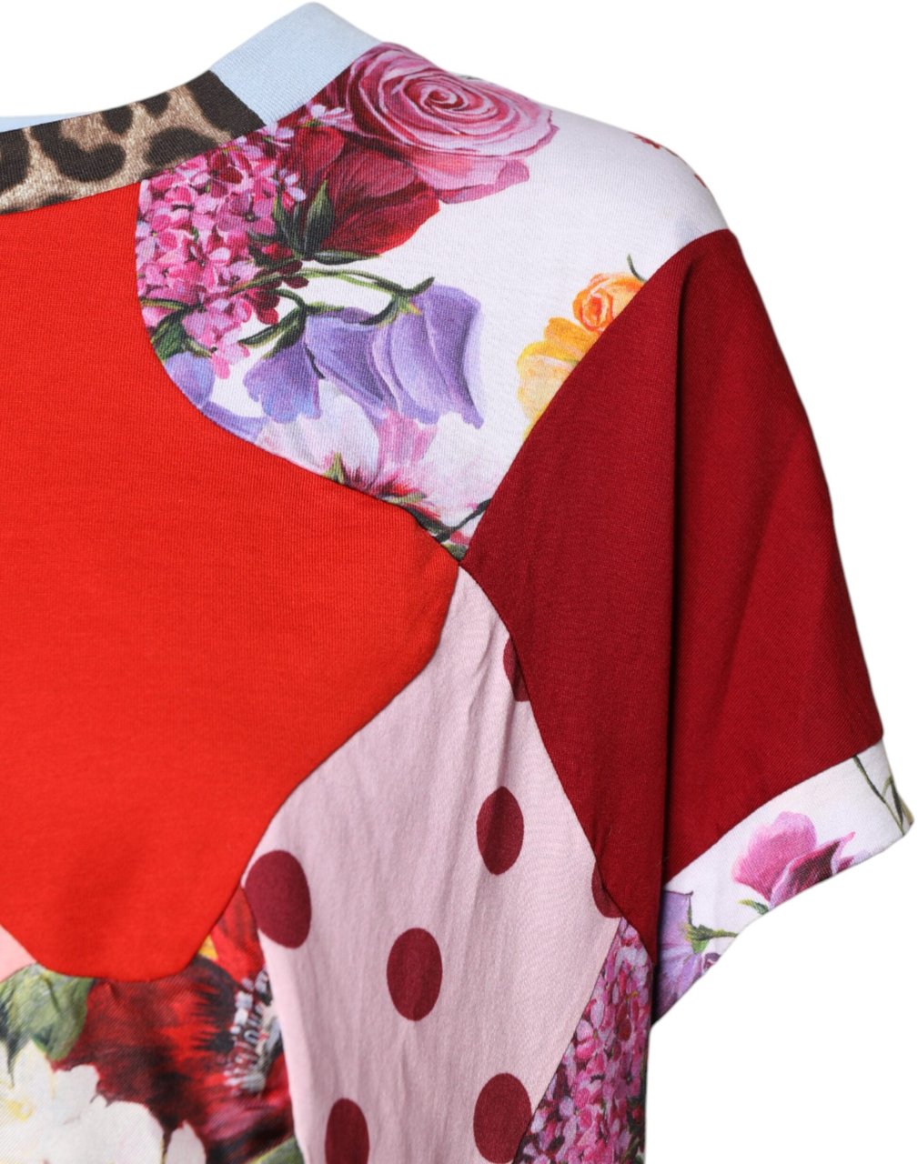 Dolce & Gabbana Multicolor Patchwork Short Sleeve Blouse Top Divers
