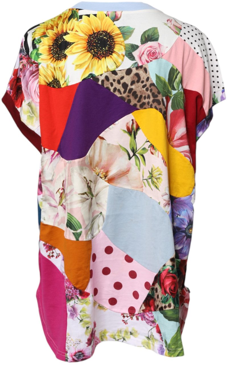 Dolce & Gabbana Multicolor Patchwork Short Sleeve Blouse Top Divers