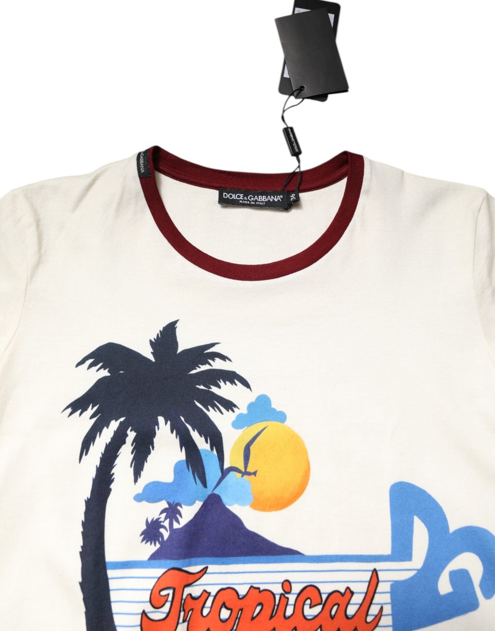Dolce & Gabbana White Cotton Print Short Sleeves Top T-shirt Roze