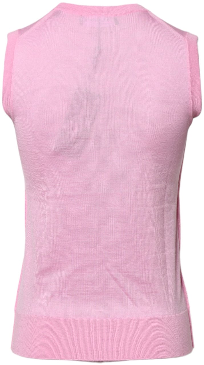 Dolce & Gabbana Pink Cashmere Round Neck Sleeveless Tank Top Roze