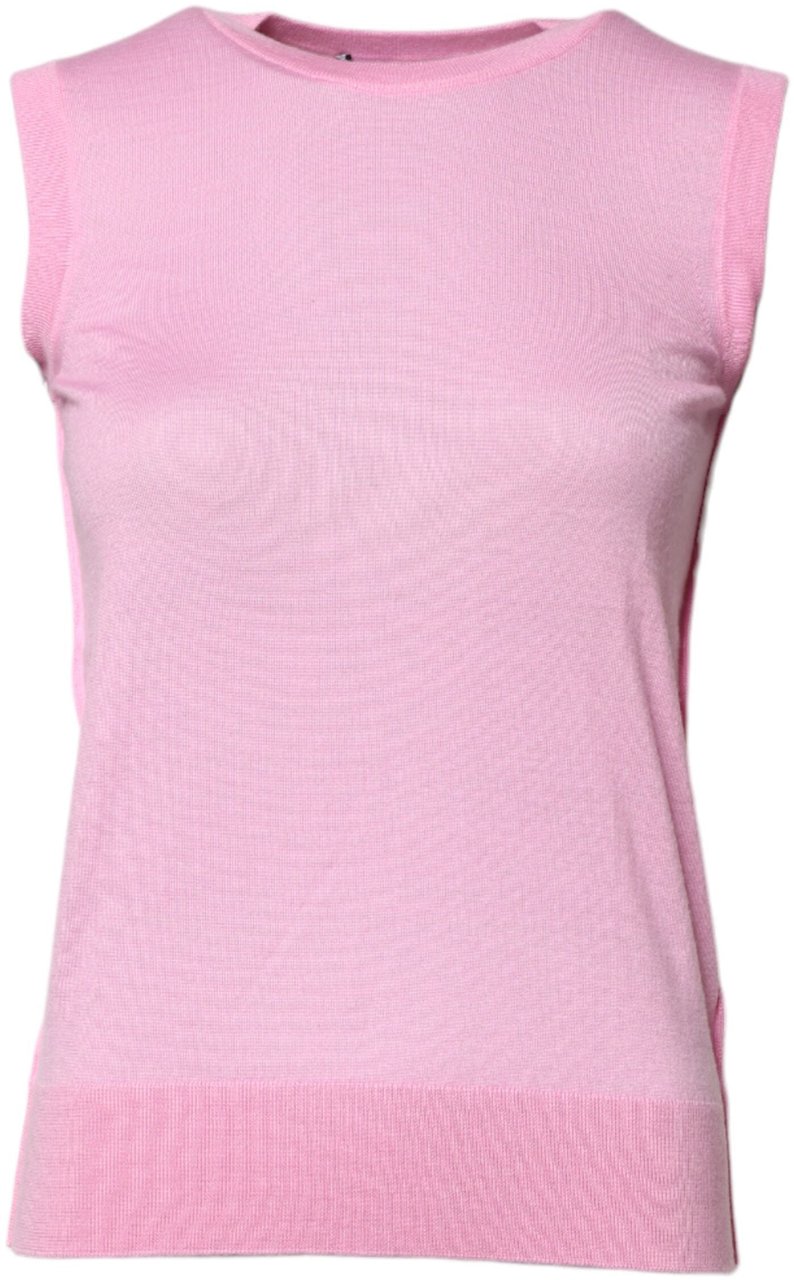 Dolce & Gabbana Pink Cashmere Round Neck Sleeveless Tank Top Roze