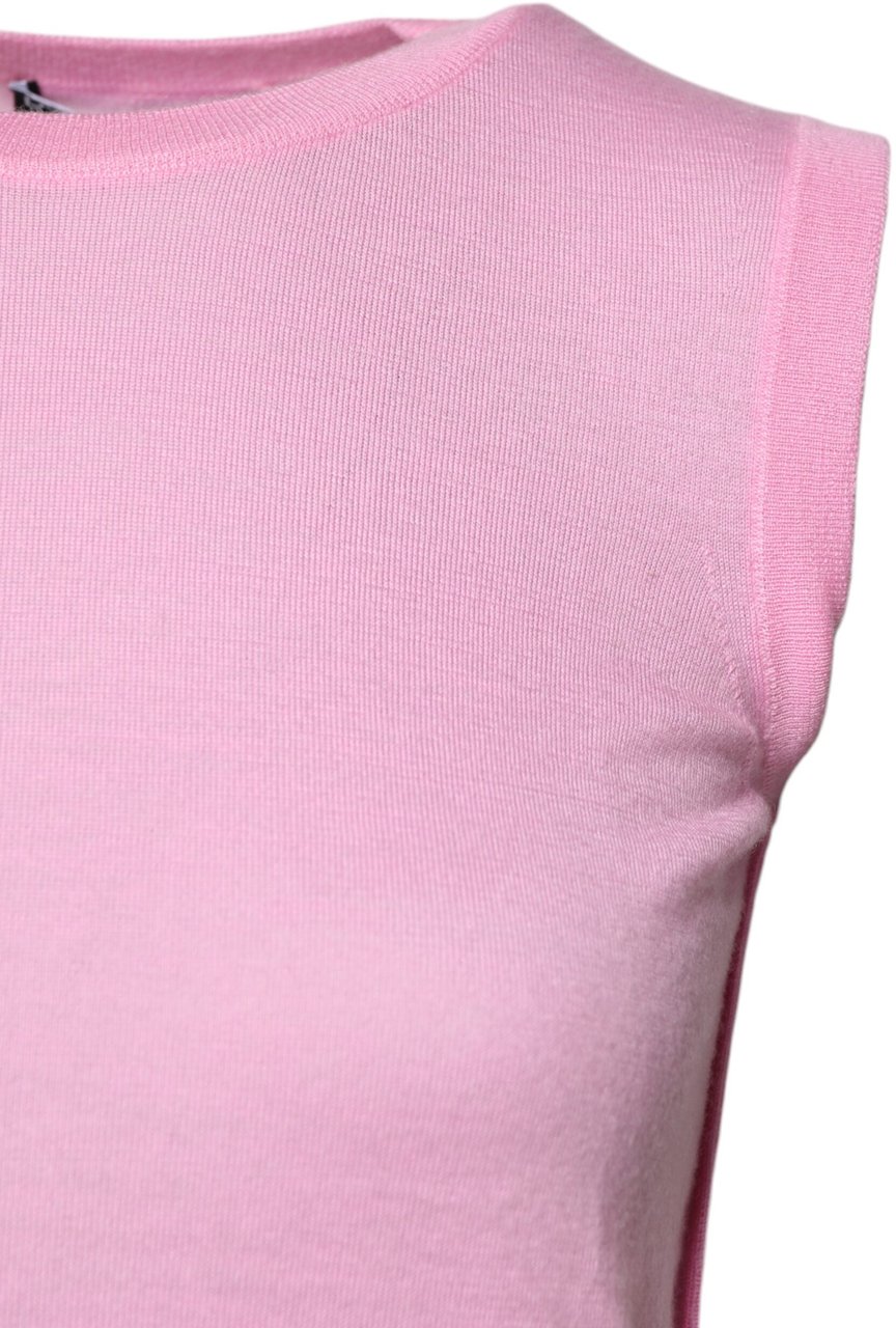 Dolce & Gabbana Pink Cashmere Round Neck Sleeveless Tank Top Roze