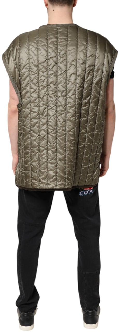 Dolce & Gabbana Brown Logo Plaque Quilted Vest Jacket Bruin