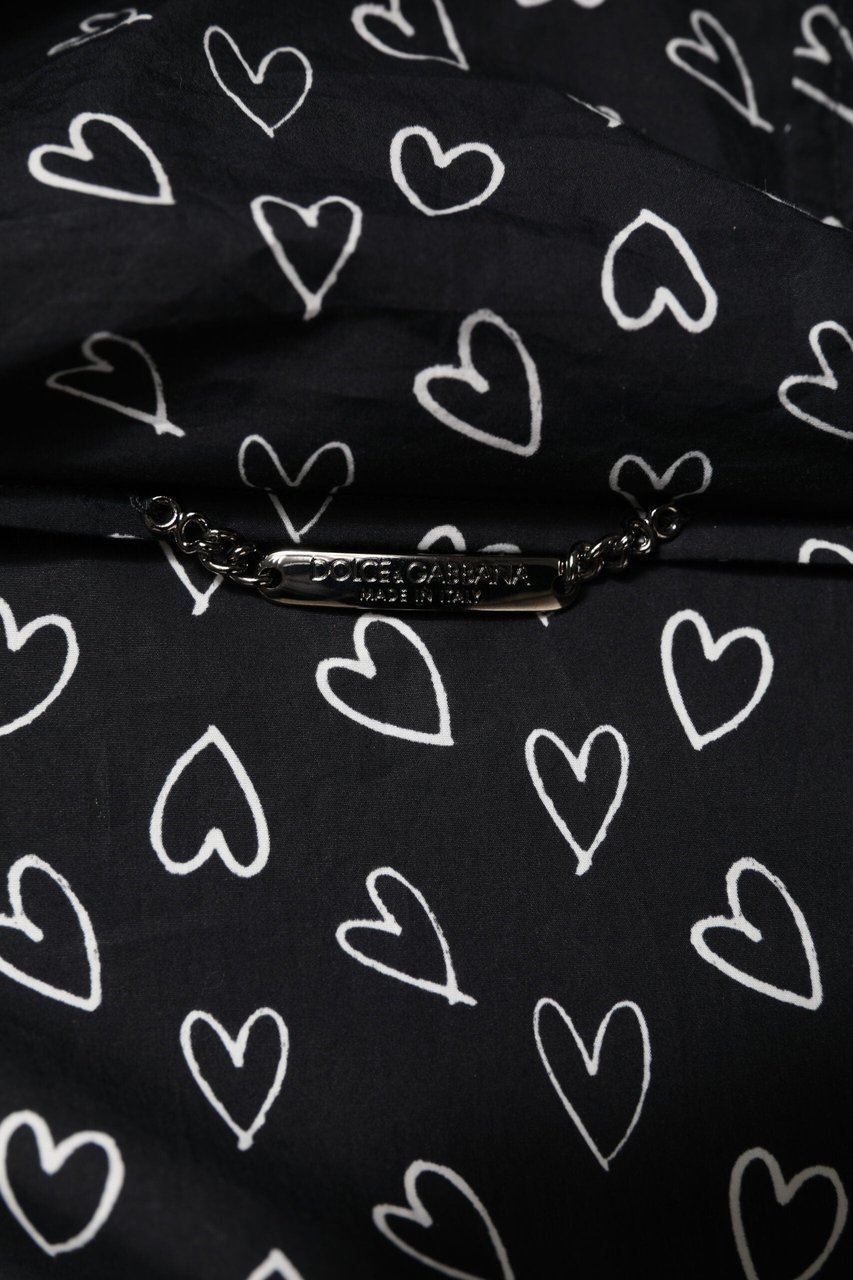 Dolce & Gabbana Black Heart Print Hooded Windbreaker Jacket Zwart