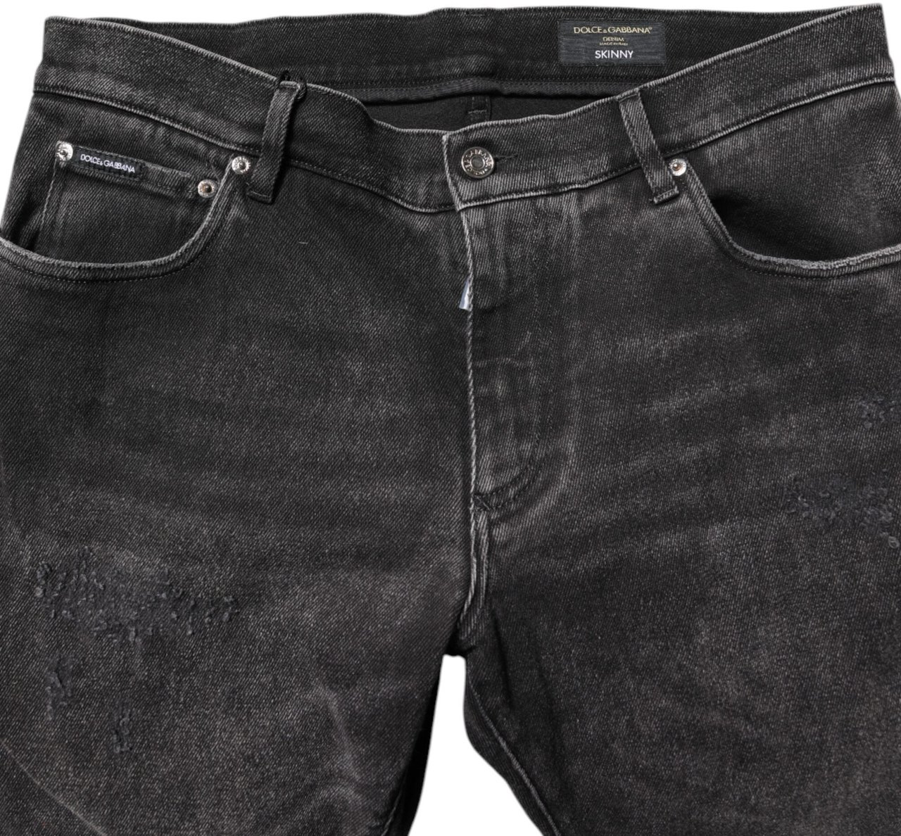 Dolce & Gabbana Gray Washed Cotton Skinny Denim Jeans Grijs