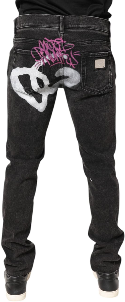 Dolce & Gabbana Gray Washed Cotton Skinny Denim Jeans Grijs