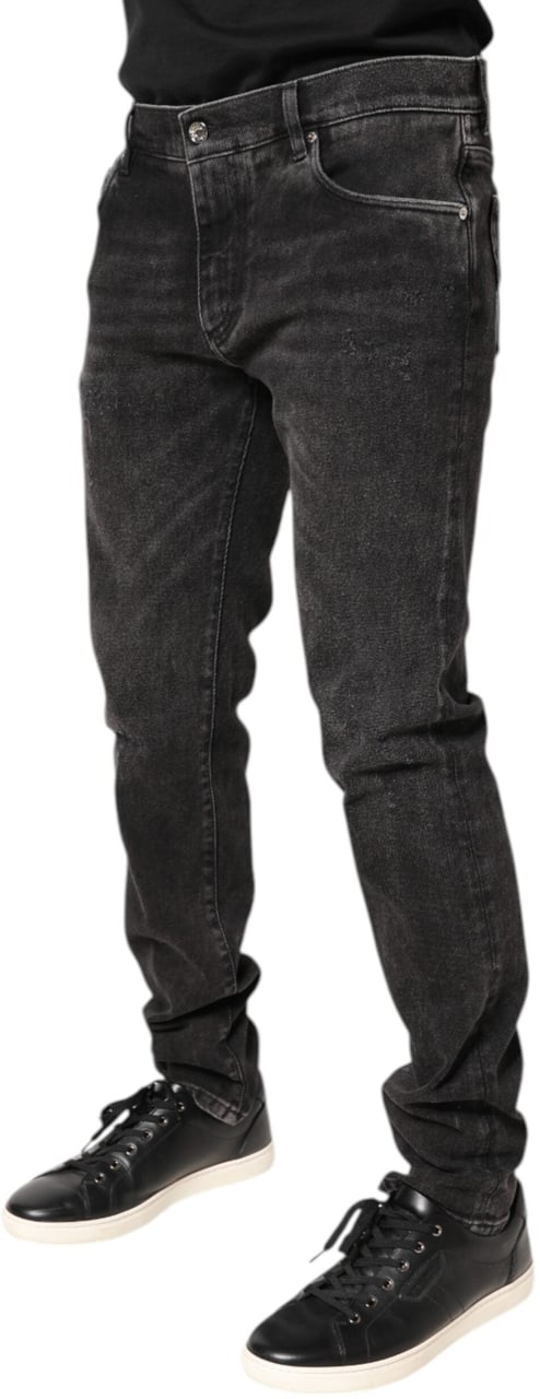 Dolce & Gabbana Gray Washed Cotton Skinny Denim Jeans Grijs
