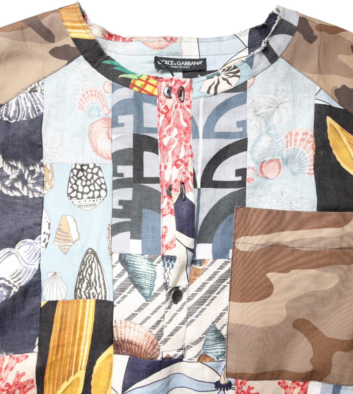 Dolce & Gabbana Multicolor Patchwork Short Sleeves Shirt Divers