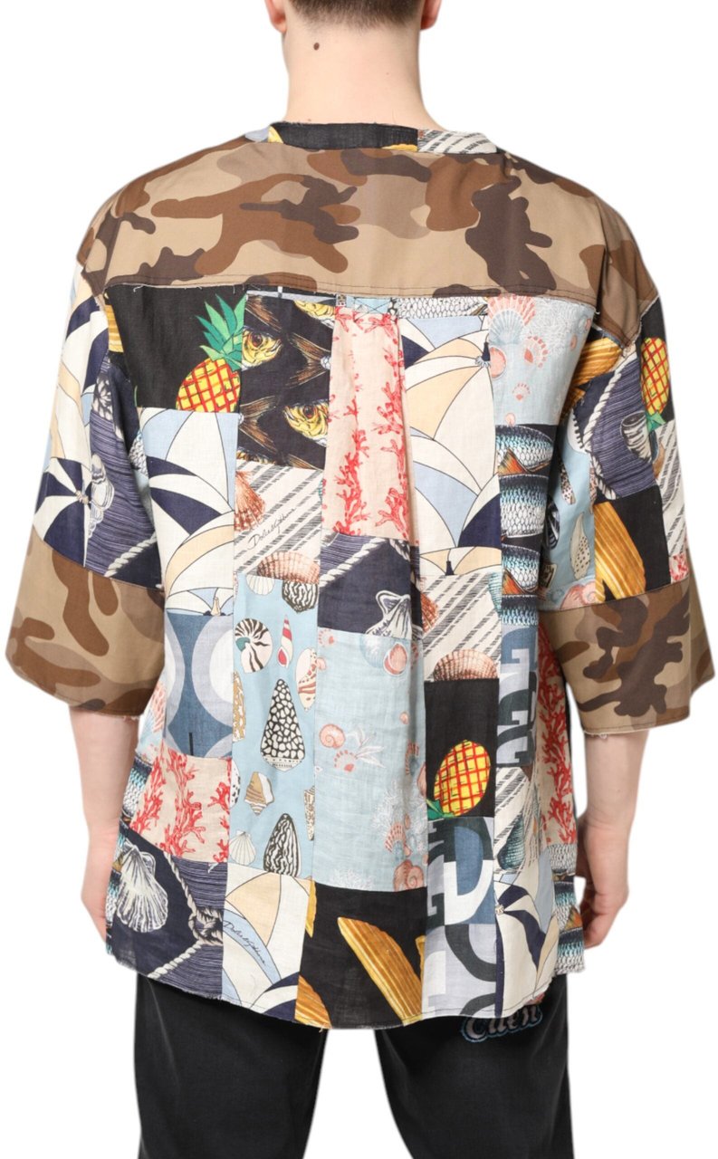 Dolce & Gabbana Multicolor Patchwork Short Sleeves Shirt Divers