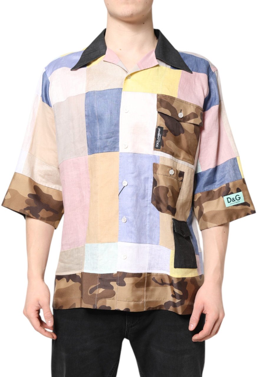 Dolce & Gabbana Multicolor Patchwork Short Sleeve Shirt Divers