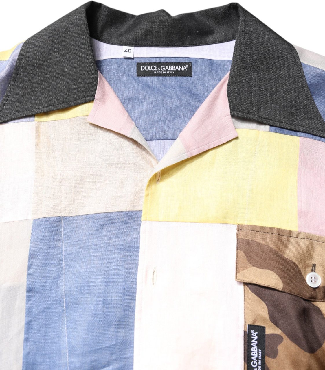 Dolce & Gabbana Multicolor Patchwork Short Sleeve Shirt Divers